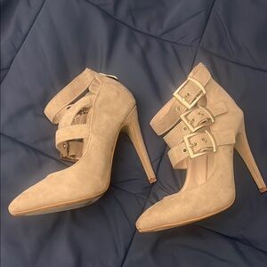 Charlotte Russe Tan Stiletto Heels with Straps
